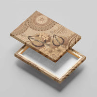 Brown Bula Fiji Canvas Wall Art Fijian Dance Fan Tapa Cloth Pattern