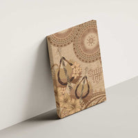 Brown Bula Fiji Canvas Wall Art Fijian Dance Fan Tapa Cloth Pattern