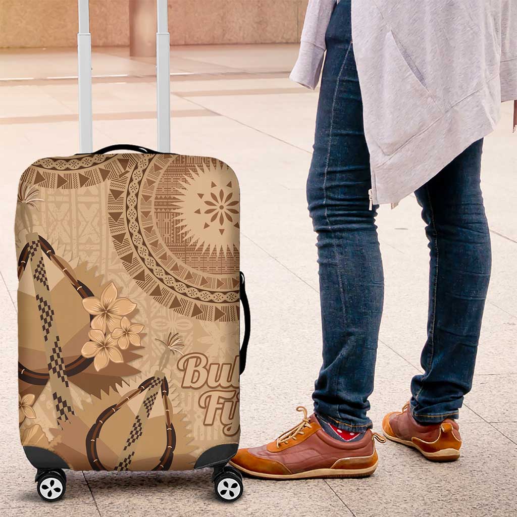 Brown Bula Fiji Luggage Cover Fijian Dance Fan Tapa Cloth Pattern