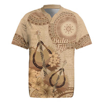 Brown Bula Fiji Rugby Jersey Fijian Dance Fan Tapa Cloth Pattern LT14 Brown - Polynesian Pride