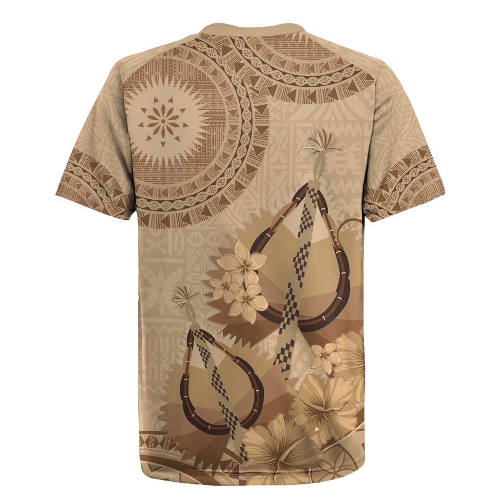 Brown Bula Fiji Rugby Jersey Fijian Dance Fan Tapa Cloth Pattern LT14 - Polynesian Pride
