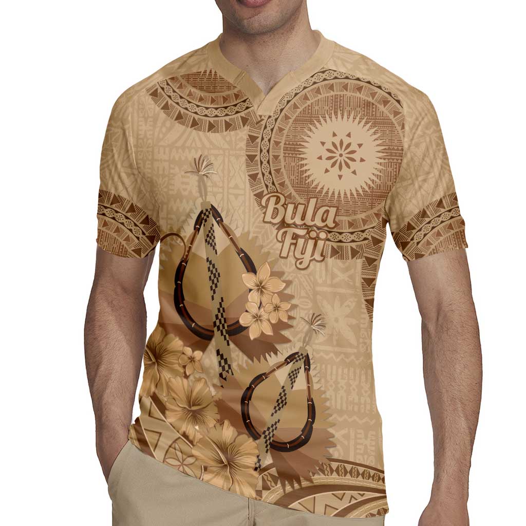 Brown Bula Fiji Rugby Jersey Fijian Dance Fan Tapa Cloth Pattern LT14 - Polynesian Pride