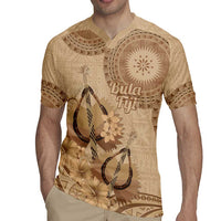Brown Bula Fiji Rugby Jersey Fijian Dance Fan Tapa Cloth Pattern LT14 - Polynesian Pride