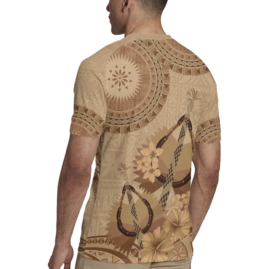 Brown Bula Fiji Rugby Jersey Fijian Dance Fan Tapa Cloth Pattern LT14 - Polynesian Pride