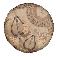 Brown Bula Fiji Spare Tire Cover Fijian Dance Fan Tapa Cloth Pattern