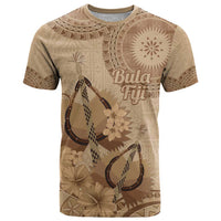 Brown Bula Fiji T Shirt Fijian Dance Fan Tapa Cloth Pattern