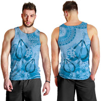 Blue Bula Fiji Men Tank Top Fijian Dance Fan Tapa Cloth Pattern