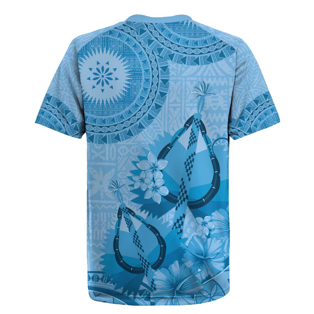 Blue Bula Fiji Rugby Jersey Fijian Dance Fan Tapa Cloth Pattern LT14 - Polynesian Pride
