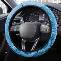 Blue Bula Fiji Steering Wheel Cover Fijian Dance Fan Tapa Cloth Pattern