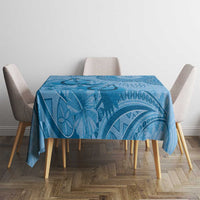 Blue Bula Fiji Tablecloth Fijian Dance Fan Tapa Cloth Pattern