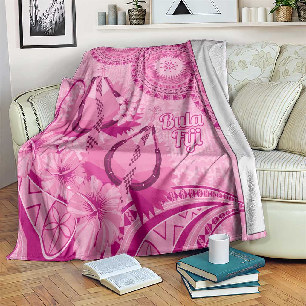 Pink Bula Fiji Blanket Fijian Dance Fan Tapa Cloth Pattern