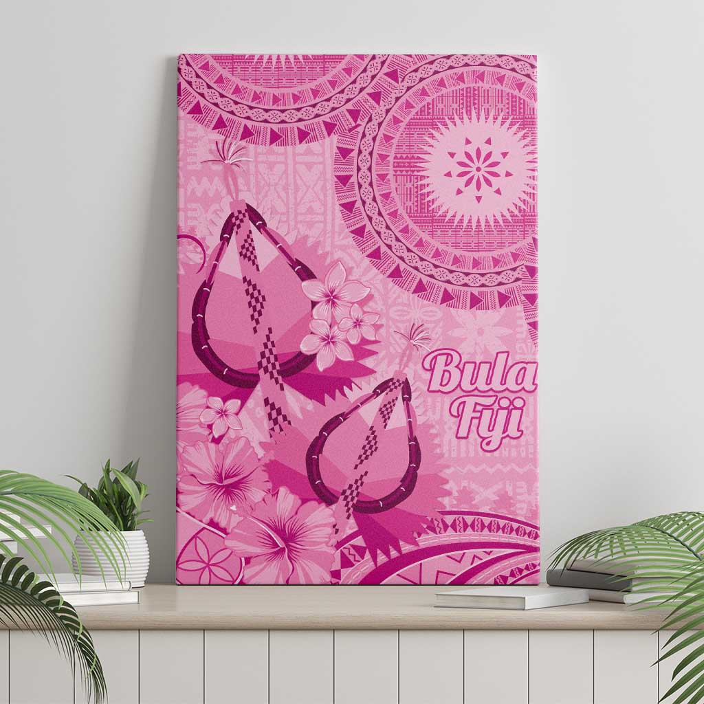 Pink Bula Fiji Canvas Wall Art Fijian Dance Fan Tapa Cloth Pattern LT14 - Polynesian Pride