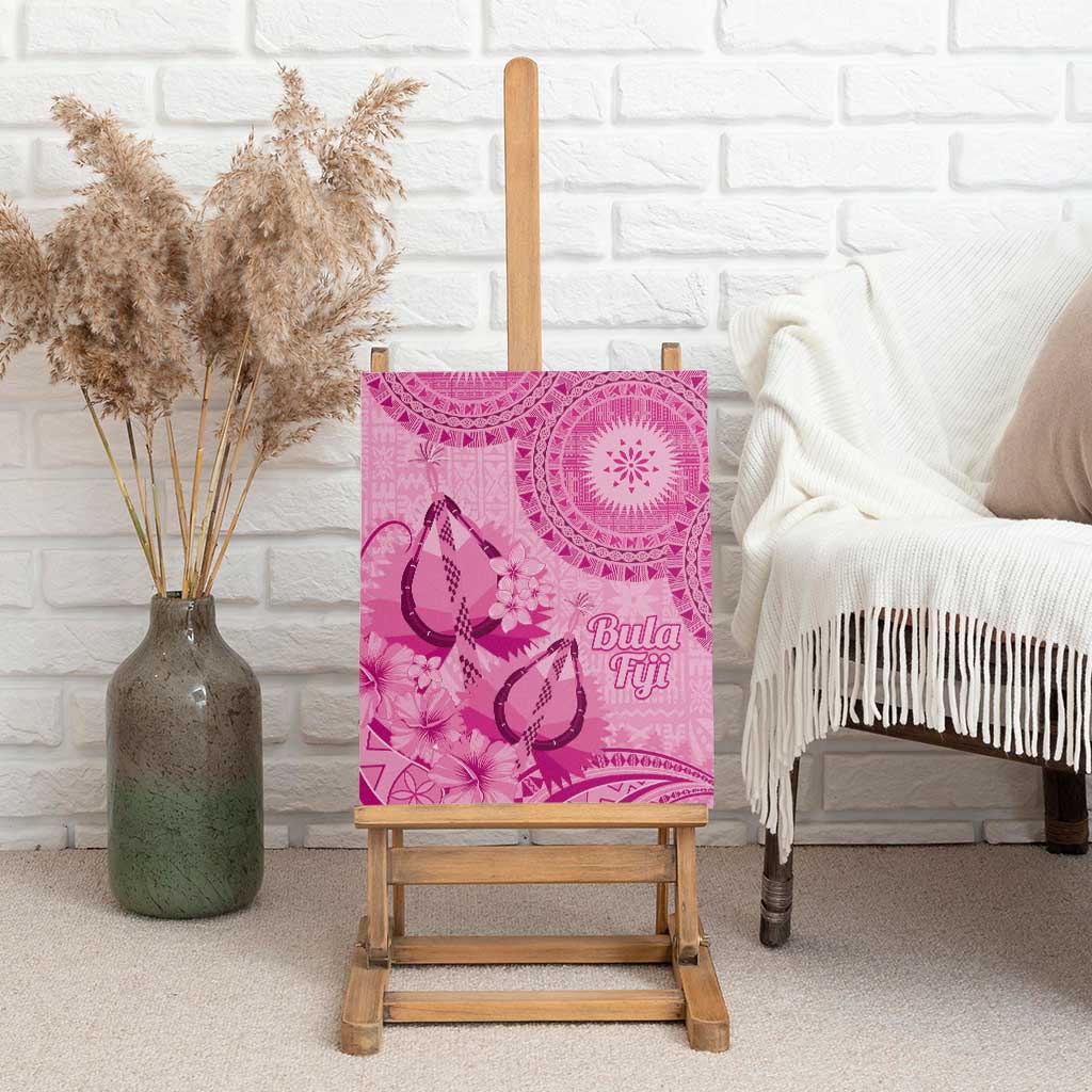 Pink Bula Fiji Canvas Wall Art Fijian Dance Fan Tapa Cloth Pattern LT14 - Polynesian Pride