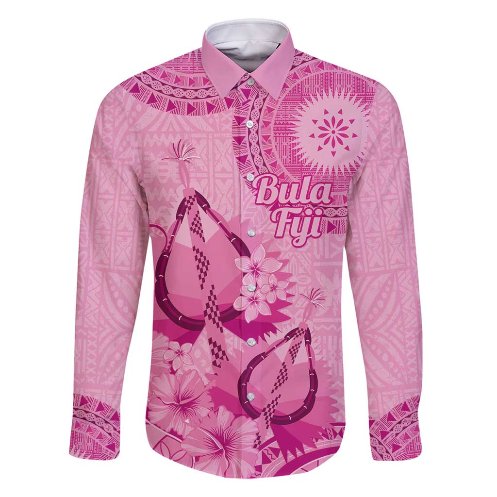 Pink Bula Fiji Family Matching Tank Maxi Dress and Hawaiian Shirt Fijian Dance Fan Tapa Cloth Pattern