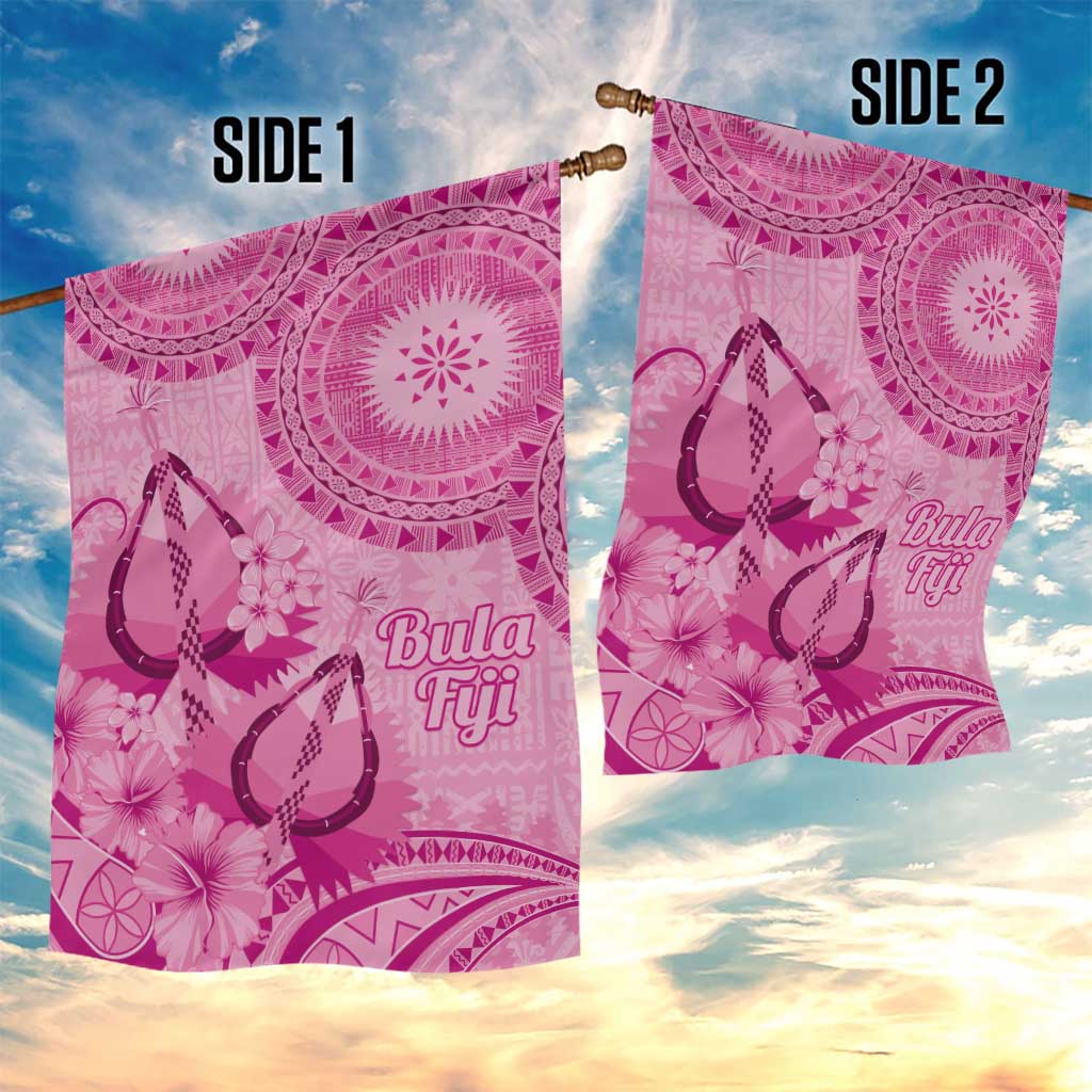 Pink Bula Fiji Garden Flag Fijian Dance Fan Tapa Cloth Pattern LT14 - Polynesian Pride