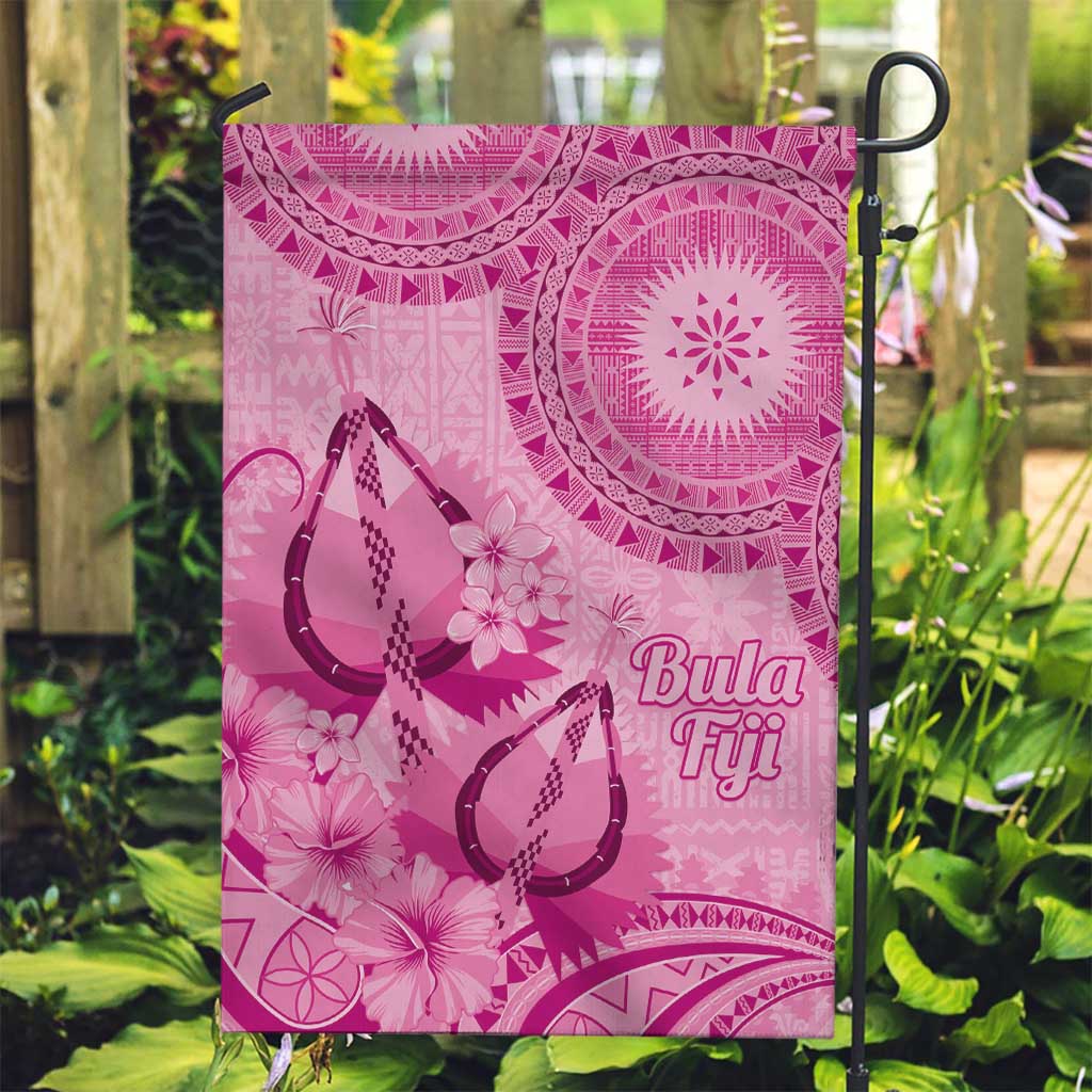 Pink Bula Fiji Garden Flag Fijian Dance Fan Tapa Cloth Pattern LT14 Garden Flag Pink - Polynesian Pride