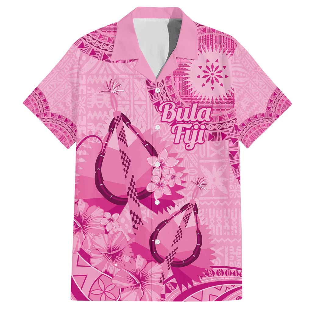 Pink Bula Fiji Hawaiian Shirt Fijian Dance Fan Tapa Cloth Pattern