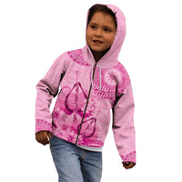 Pink Bula Fiji Kid Hoodie Fijian Dance Fan Tapa Cloth Pattern