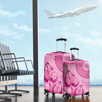 Pink Bula Fiji Luggage Cover Fijian Dance Fan Tapa Cloth Pattern