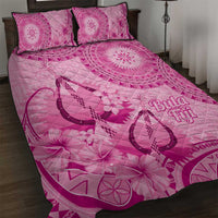 Pink Bula Fiji Quilt Bed Set Fijian Dance Fan Tapa Cloth Pattern LT14 Pink - Polynesian Pride