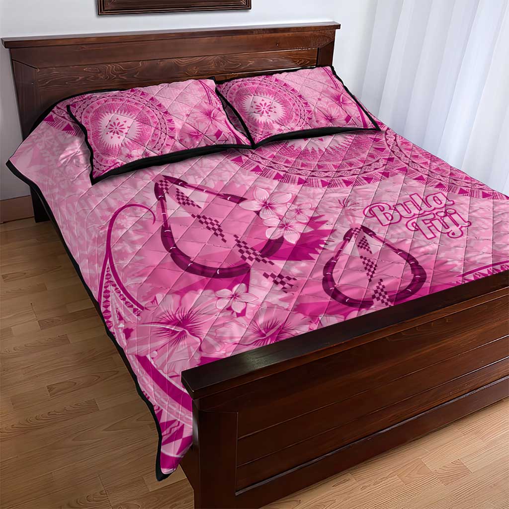Pink Bula Fiji Quilt Bed Set Fijian Dance Fan Tapa Cloth Pattern LT14 - Polynesian Pride