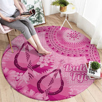 Pink Bula Fiji Round Carpet Fijian Dance Fan Tapa Cloth Pattern