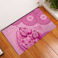 Pink Bula Fiji Rubber Doormat Fijian Dance Fan Tapa Cloth Pattern LT14 - Polynesian Pride