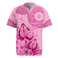 Pink Bula Fiji Rugby Jersey Fijian Dance Fan Tapa Cloth Pattern