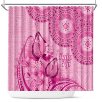 Pink Bula Fiji Shower Curtain Fijian Dance Fan Tapa Cloth Pattern LT14 Pink - Polynesian Pride