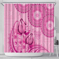 Pink Bula Fiji Shower Curtain Fijian Dance Fan Tapa Cloth Pattern LT14 - Polynesian Pride