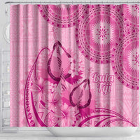 Pink Bula Fiji Shower Curtain Fijian Dance Fan Tapa Cloth Pattern LT14 - Polynesian Pride