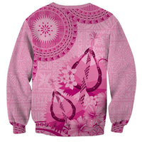 Pink Bula Fiji Sweatshirt Fijian Dance Fan Tapa Cloth Pattern