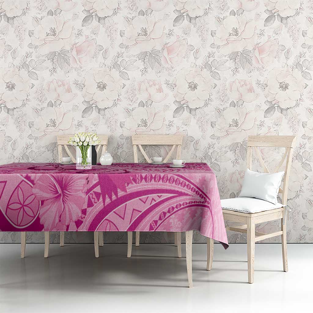 Pink Bula Fiji Tablecloth Fijian Dance Fan Tapa Cloth Pattern