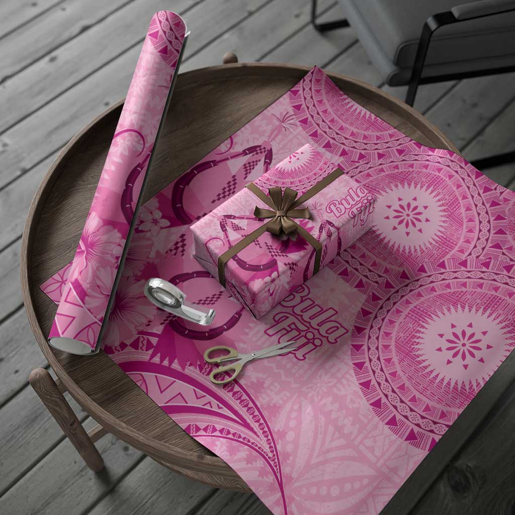 Pink Bula Fiji Wrapping Paper Fijian Dance Fan Tapa Cloth Pattern - Polynesian Pride