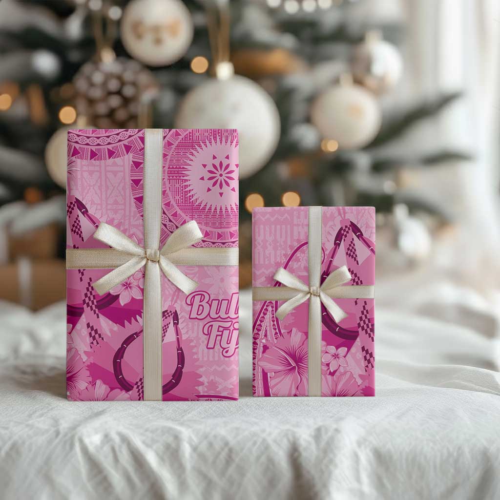Pink Bula Fiji Wrapping Paper Fijian Dance Fan Tapa Cloth Pattern - Polynesian Pride