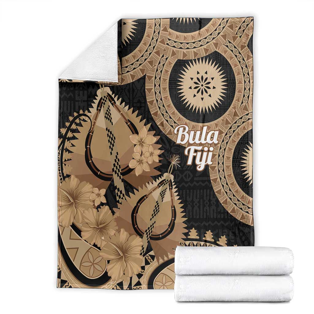Black Bula Fiji Blanket Fijian Dance Fan Tapa Cloth Pattern