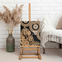 Black Bula Fiji Canvas Wall Art Fijian Dance Fan Tapa Cloth Pattern