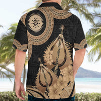 Black Bula Fiji Hawaiian Shirt Fijian Dance Fan Tapa Cloth Pattern