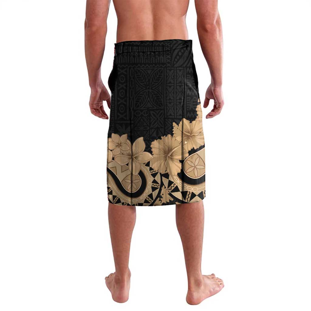 Black Bula Fiji Lavalava Fijian Dance Fan Tapa Cloth Pattern