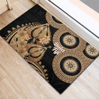 Black Bula Fiji Rubber Doormat Fijian Dance Fan Tapa Cloth Pattern LT14 - Polynesian Pride