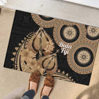 Black Bula Fiji Rubber Doormat Fijian Dance Fan Tapa Cloth Pattern LT14 - Polynesian Pride