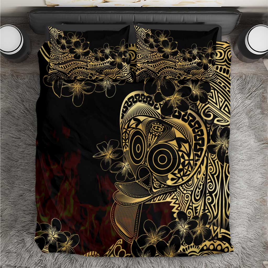 Frangipani Festival Rabaul Bedding Set PNG Tribal Baining Mask Tattoo - Polynesian Pride