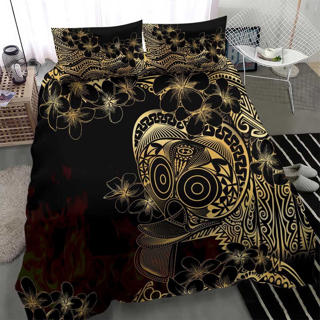 Frangipani Festival Rabaul Bedding Set PNG Tribal Baining Mask Tattoo - Polynesian Pride