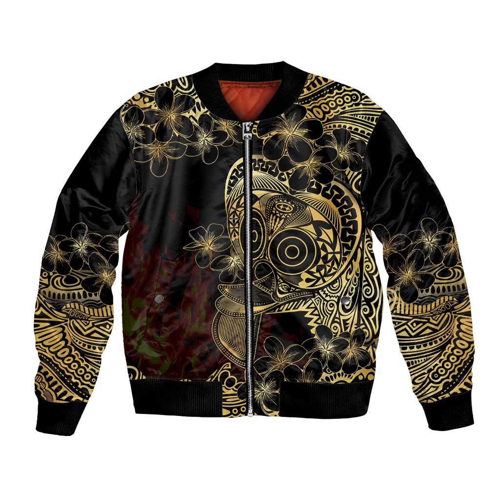 Frangipani Festival Rabaul Bomber Jacket PNG Tribal Baining Mask Tattoo - Polynesian Pride