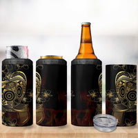 Frangipani Festival Rabaul 4 in 1 Can Cooler Tumbler PNG Tribal Baining Mask Tattoo - Polynesian Pride