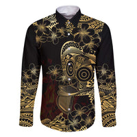 Frangipani Festival Rabaul Family Matching Long Sleeve Bodycon Dress and Hawaiian Shirt PNG Tribal Baining Mask Tattoo - Polynesian Pride