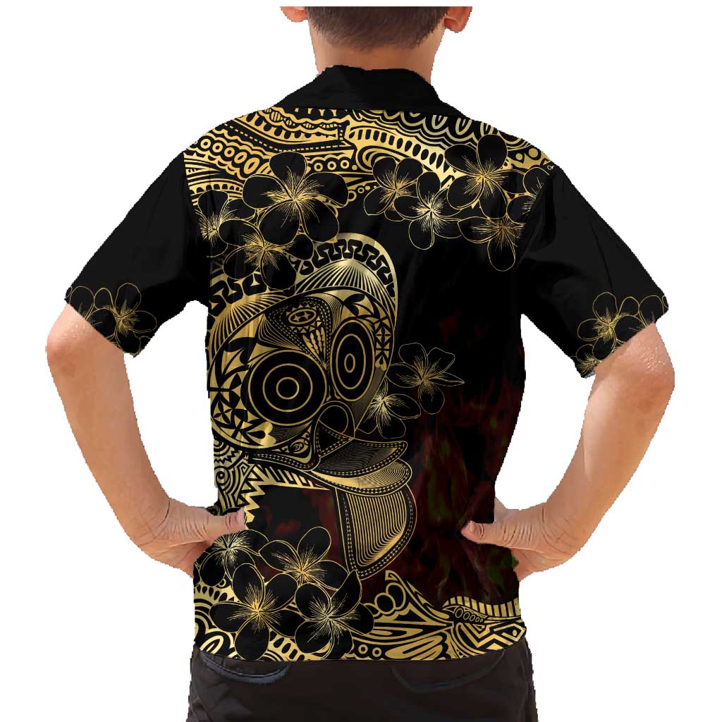 Frangipani Festival Rabaul Family Matching Mermaid Dress and Hawaiian Shirt PNG Tribal Baining Mask Tattoo - Polynesian Pride