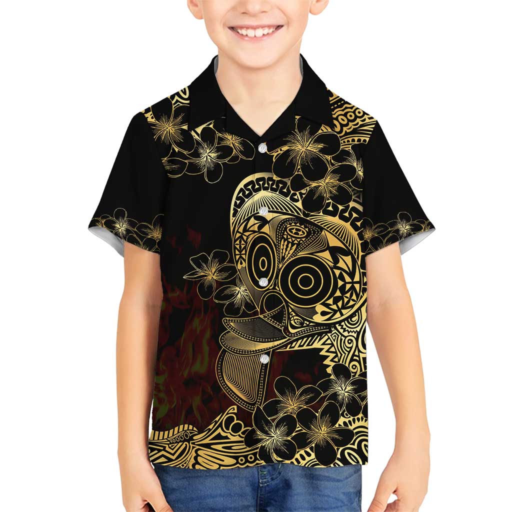 Frangipani Festival Rabaul Family Matching Off Shoulder Maxi Dress and Hawaiian Shirt PNG Tribal Baining Mask Tattoo - Polynesian Pride