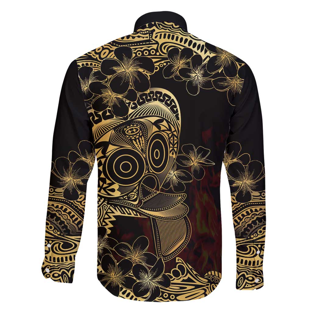 Frangipani Festival Rabaul Family Matching Short Sleeve Bodycon Dress and Hawaiian Shirt PNG Tribal Baining Mask Tattoo - Polynesian Pride