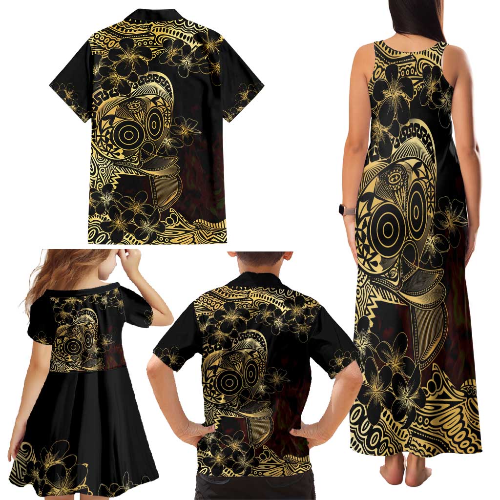 Frangipani Festival Rabaul Family Matching Tank Maxi Dress and Hawaiian Shirt PNG Tribal Baining Mask Tattoo - Polynesian Pride